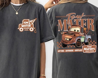 Retro Tow Mater Towing & Salvage Welcome Radiator Springs Comfort Colors Shirt, Disney Cars Checkered Washed Tee, Disneyland Trip