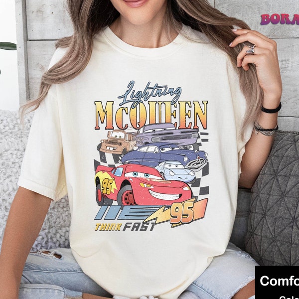 Retro Lightning Mcqueen Piston Cup Comfort Colors® Shirt, Disney Cars Shirt, Disney Shirts, Disney Pixar Shirt, Cars Shirt, Cars Land Shirt
