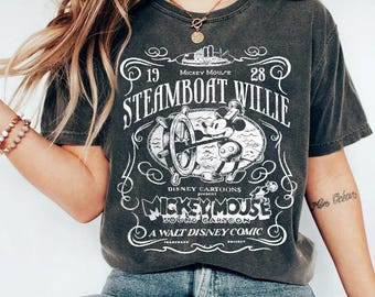 Vintage Disney Steamboat Willie Mickey Mouse Sound Cartoon 1928 T-shirt, Mickey and Friends Tee, Disneyland Family 2025 Trip