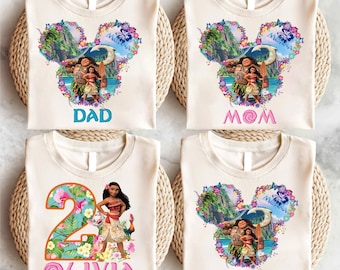 Moana Birthday T-Shirt, Princess Birthday Trip Shirt, Disney Family Shirt, Mom Dad Disney Tee, Disneyland Shirt, Maui Shirt, Moana 2 Movie