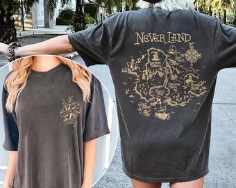 Disney Neverland map Shirt, Peter Pan Tee, Tinker Bell Wendy Flight to Neverland T-Shirt, Disneyland Family Trip