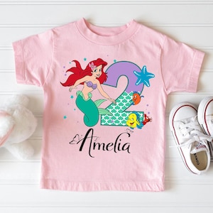 Little Mermaid Birthday Shirt, Disney Princess Ariel Birthday Girl T-Shirt, Mermaid Matching Family Tee, Custom Ariel Birthday Party