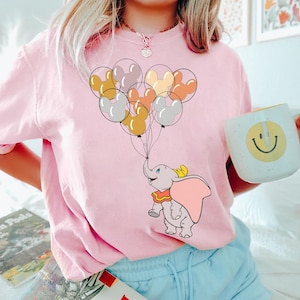 Disney Dumbo with Mickey Balloon Shirt, Cute Dumbo Flying Elephant Shirt, Dumbo Mickey Ears Birthday Shirt, Disneyland Family Matching Shirt