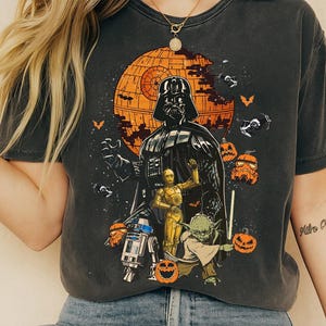 Vintage Star Wars Halloween Shirt, Death Star Pumpkin, Darth Vader R2D2 C3P0 Halloween Costume, Galaxy&#39;s Edge Family Tee, Disney Halloween