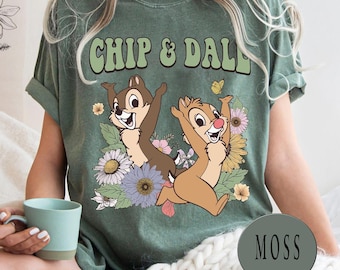 Vintage Chip And Dale Shirt, Disney Floral Chip And Dale T-shirt, Disney Vacation Gifts Tee, Funny Magic Kingdom, Disney Family Trip