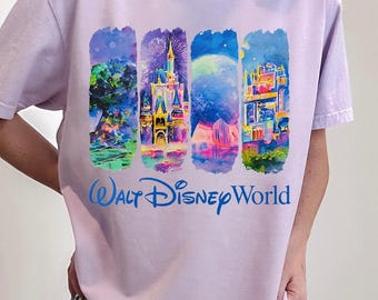 Retro Walt Disneyworld Watercolor Shirt, Vintage Disneyworld Shirt, Retro Disney Shirt, Magic Castle Shirt, Disney 2025 Trip