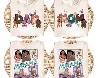 Disney Moana Mom Dad Shirt, Princess Moana Family Matching Shirt, Maui Sweatshirt, Hei Hei and Pua Mama Dada Tee, Family Trip Shirt