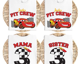 Lightning McQueen Birthday Tee, Disney Cars Birthday Boy T-shirt, Pixar Pit Crew Sweatshirt, Birthday Family Gift, Racing Car Birthday Trip