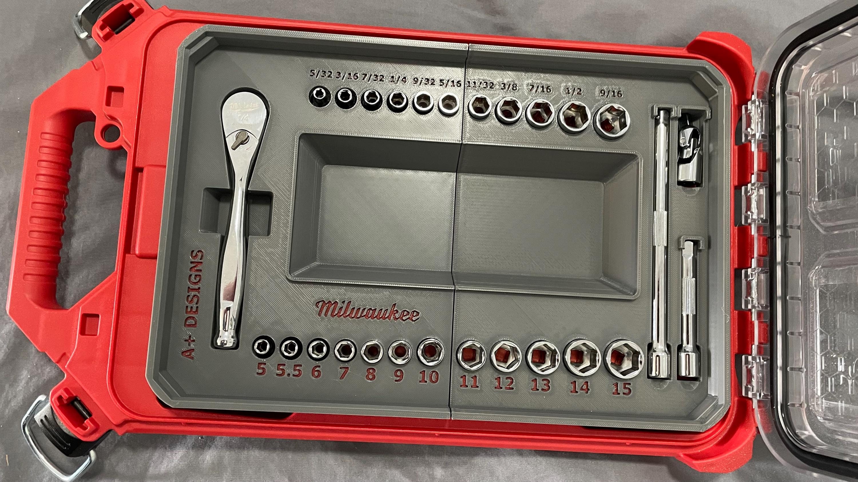 3D printed Milwaukee Compact Packout 1/4 socket set 48-22-9044