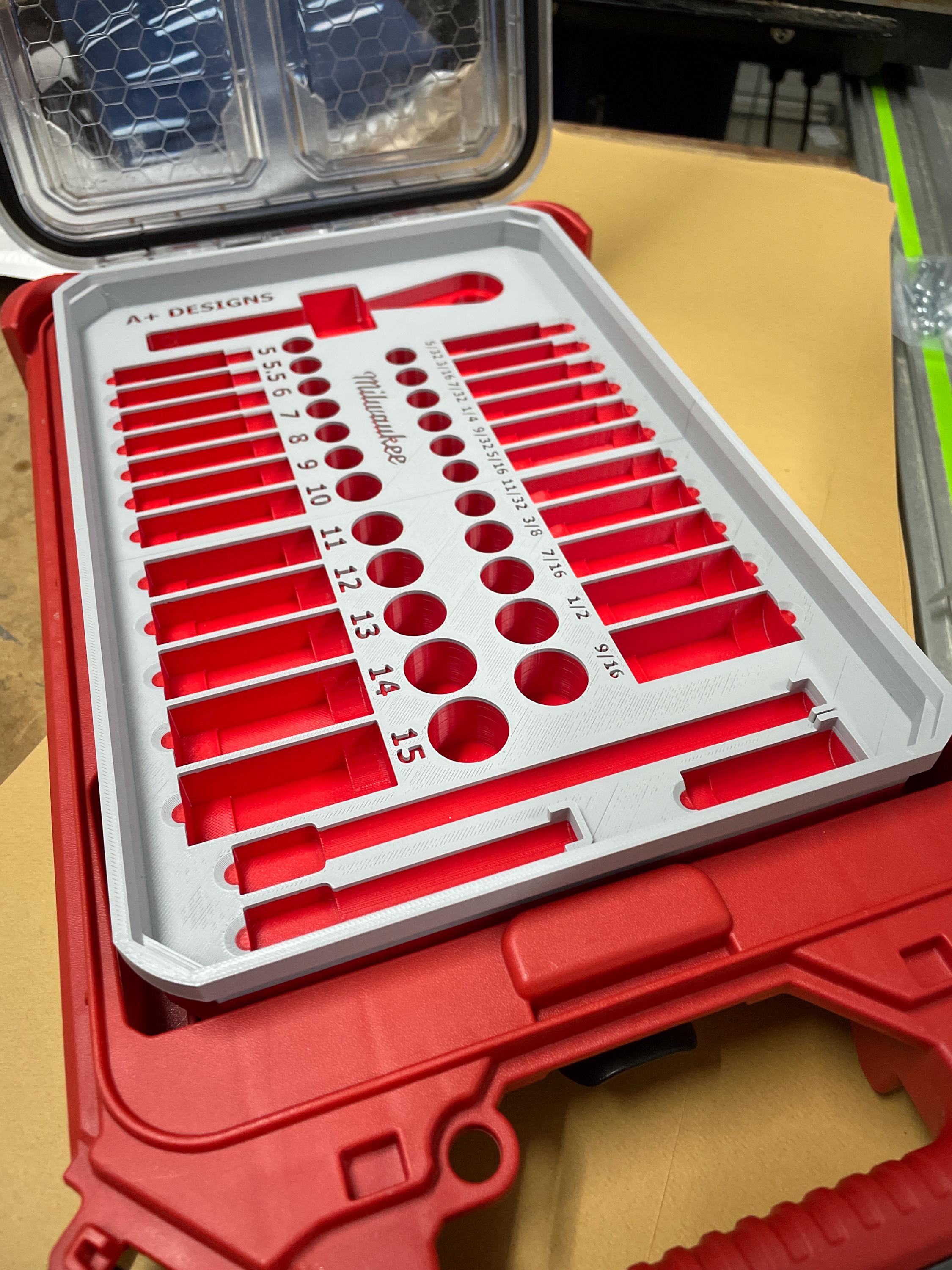 Socket Set Compatible Pack Out 3D Printed Milwaukee Compact Packout 1/4 Socket Set 48-22-9004 Holder ...