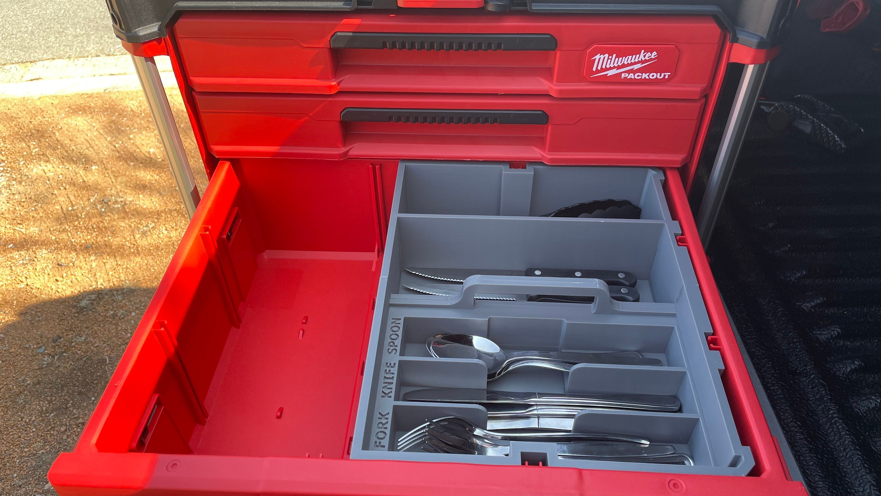 Milwaukee 2 Drawer Over-landing / Camping Cutlery and Storage