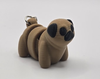 Small Pug Keychain – Cute Dog Key Ring - Handmade 3D Printed Dog – Dog Mom Gift – Kawaii Pet Charm – Small Pet Lover Gift