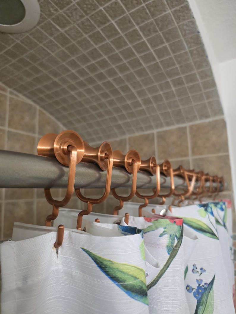 Roller Shower Curtain Hooks – 3D Printed, Rust-Free, Smooth Glide, Bathroom Upgrade