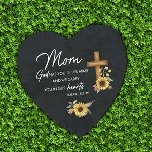 Personalized Sunflower Cross Garden Stone, Sympathy Gift, Slate Grave Marker, Keepsake, Remembrance, Bereavement Gift, Loss of a Loved One