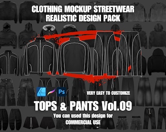Streetwear Clothing Mockup Realistic 4k Top and Pants Design Pack Vol.09