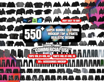 550+ Clothing Mockup Realistic 4k Streetwear Mega Bundle Designs