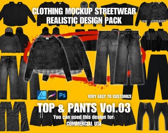 Clothing Mockup Realistic 4k Streetwear Tops and Pants Design Pack Vol.03