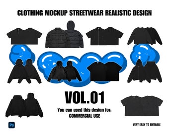 Kleidungs-Mockup Streetwear Realistisches 4k-Design, Kleidungsmarken-Mockup Photoshop-Design, 10+ Kleidungs-Mockup-Design Vol.01