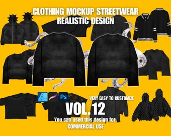 Kleidung Mockups Realistisches 4k Streetwear Design Front & Back Vol.12