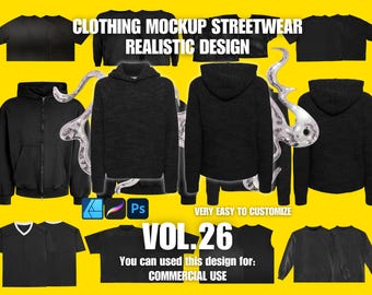 Clothing Mockup Realistic 4k Streetwear Design, Knitwear Hoodie Mockup, Streetwear Mockup, Techpack Mockup Streetwear, Clothing Mockup Psd