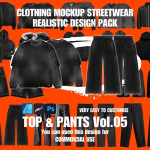 Clothing Mockup Realistic 4k Streetwear Top and Pants Design Vol.05