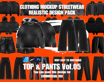 Kleidung Mockup Realistische 4k Streetwear Oberteil und Hose Design Vol.05
