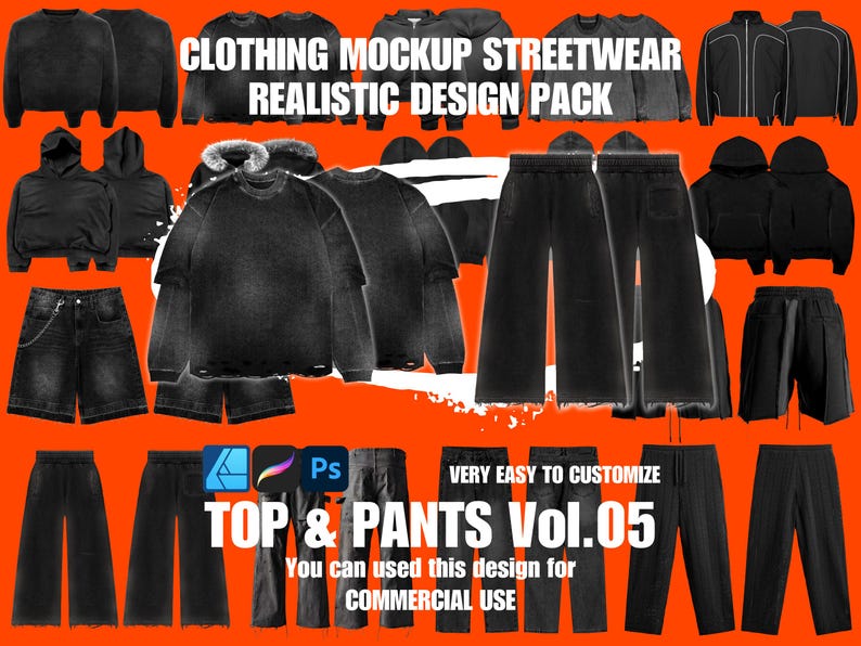 Clothing Mockup Realistic 4k Streetwear Top and Pants Design Vol.05 image 1