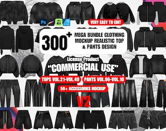 300+ Pack Clothing Mockup Realistic 4k Streetwear Top and Pants Mega Bundle Design V2
