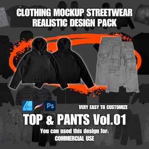 Clothing Mockup Realistic Streetwear Top and Pants Design Pack Vol.01