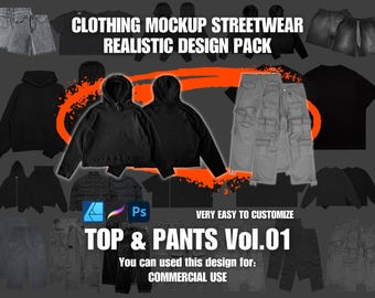 Clothing Mockup Realistic Streetwear Top and Pants Design Pack Vol.01