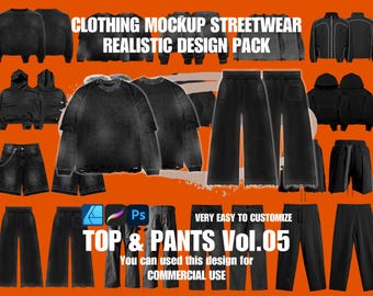 Kledingmodel realistisch 4k streetwear top en broekontwerp vol.05