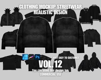 Kledingmodellen Realistisch 4K streetwear-ontwerp voor- en achterkant Vol.12