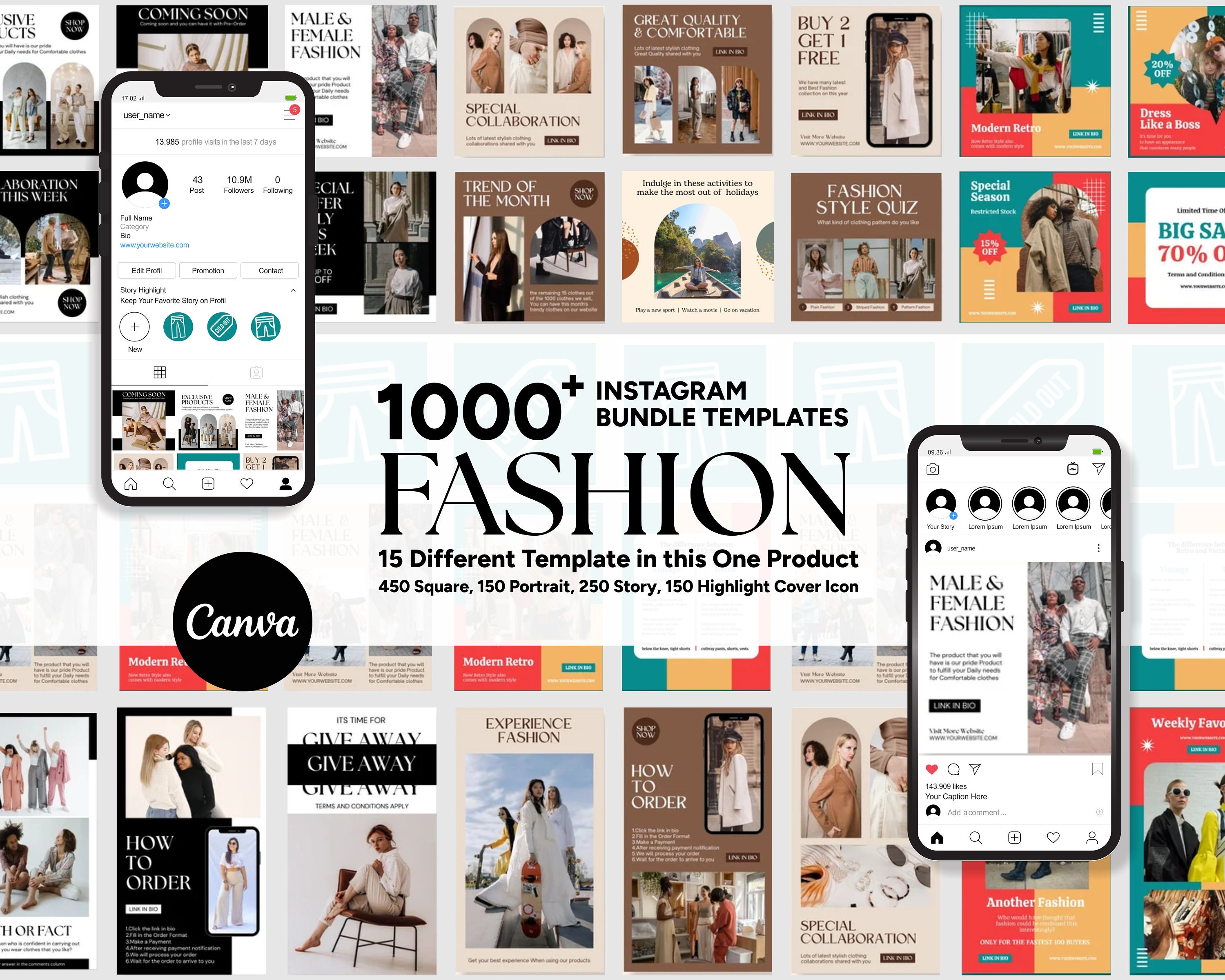 Fashion Instagram Canva Template, Design Template Social Media, Canva ...