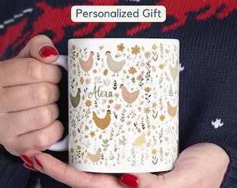 Personalized Chicken Mug Farm Girl Farmer Gift Cute chicken theme gift for women chicken gift idea Personalized Cute Chicken Mug Coffee mug