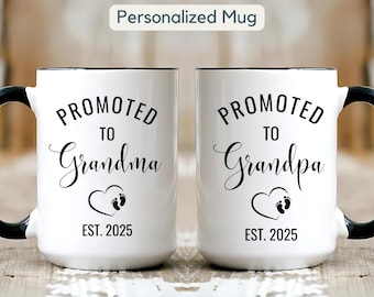Personalized Promoted to Grandma Grandpa Mug Pregnancy Announcement Grandparents Mug First Time Grandpa Gift for New Grandma New Grandpa Mug