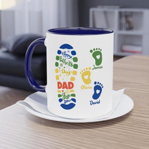 Personalized Father&#39;s Day Dad Mug Gift Custom Dad Footprint Kids Dad Mug Father&#39;s Day Coffee Mug Gift Best Dad Ever Gift Unique Design Mug