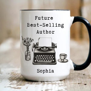 Personalisierter zukünftiger meistverkaufter Autor kundenspezifischer lustiger Autor Schriftsteller Geschenk, Journalisten-Tasse Buch-Liebhaber-Geschenk, zukünftiger Autor Geschenk für neuen Autor