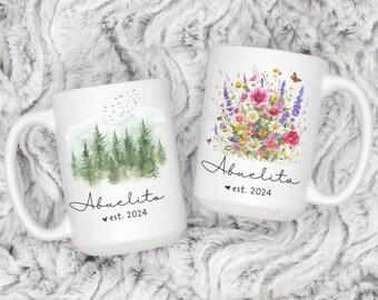 Personalized Spanish Grandparents Mug Gift Pregnancy Announcement Custom Regalos Para Abuelito Abuelita Mug New Abuela Abuelo Christmas Gift