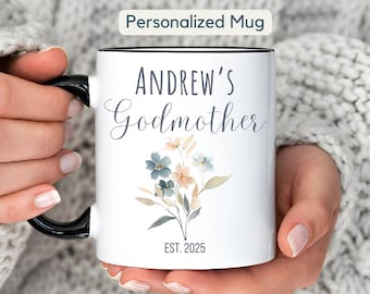 Personalisierte Patin Becher Geschenk Individuelle Blumen Kaffeetasse Taufe Geschenk für Patin Becher Patin Vorschlag oder Danke Becher Geschenk