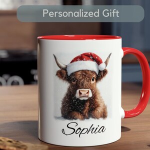 Custom Highland Cow Mug Gift Christmas Mug Gift Personalised Mug Highland Cow Decor Cow Lover Mug Gift Cow Coffee Mug Highland Cow Mug Gifts