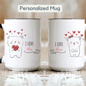 Gepersonaliseerde mok koppel cadeau custom Ik hou van haar mok ik hou van hem Valentijnsdag mok cadeau mok man en vrouw jubileum mok paar koffiemok