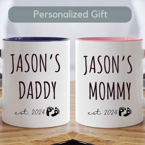 Personalized Mommy daddy parents Mug gift Custom mom dad mug gift for parents to be baby shower gift idea baby announcement pregnancy baby