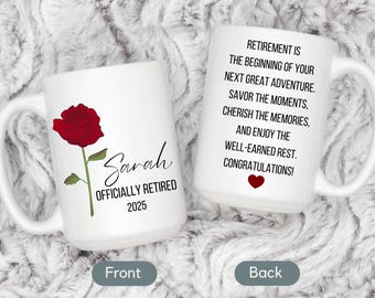 Taza de jubilación personalizada, regalo de jubilación, taza de jubilación personalizada, regalos de jubilación para mujeres, compañera de trabajo, jefa, maestra, taza de café jubilada