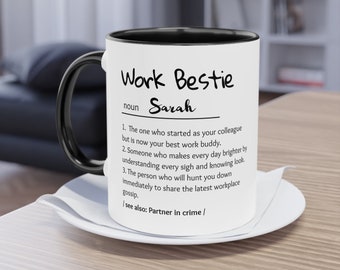 Custom work bestie mug gift Personalized work bestie cup gift for colleague coworker Mug Gift for friend at work bestie gift christmas gift