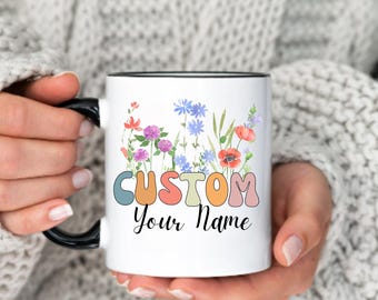 Personalized Wildflower Custom Coffee Cup Gift Personalized Coffee Mug, Custom Coffee Mug Personalized Mug GiftCustomized Mug for Men Women