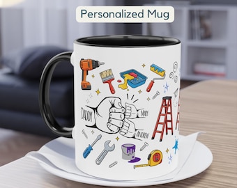 Custom Dad Mug Gift Personalized Dad Cup Gift Dad Gifts with Kids Names, Daddy Birthday Father's Day Gifts for Dad Present from Children Mug