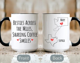 Regalo personalizzato per amicizia a lunga distanza, regalo di allontanamento per il migliore amico, regalo a lunga distanza, tazza personalizzata per il migliore amico da stato a stato