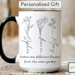 Personalisierte Schwester Becher Geschenke Kundenspezifische Schwestern Geschenke von Schwestern sind verschiedene Blumen Becher Monat Blumen Schwester Geschenke für Geburtstag kundenspezifischer Becher