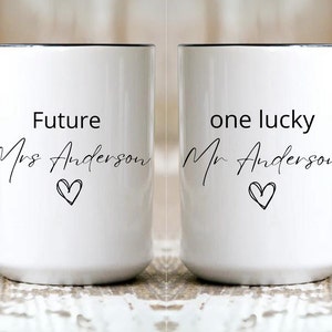 Personalized Gift For Couple Mug Custom Engagement Mug Gift Future Mrs, One Lucky Mr,Personalized Couple Engagement Gift Wedding Couple Gift