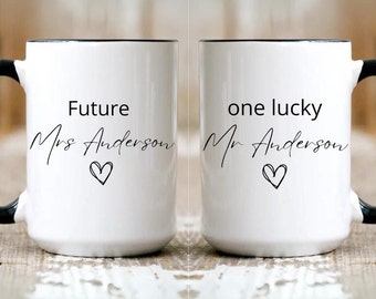 Personalized Gift For Couple Mug Custom Engagement Mug Gift Future Mrs, One Lucky Mr,Personalized Couple Engagement Gift Wedding Couple Gift